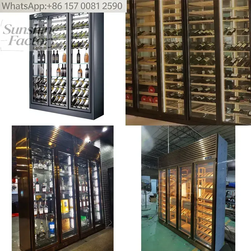 Wine Beer Fridge Cabinet - Elektrische 3-deurs glazen deur wijnkoelkast met