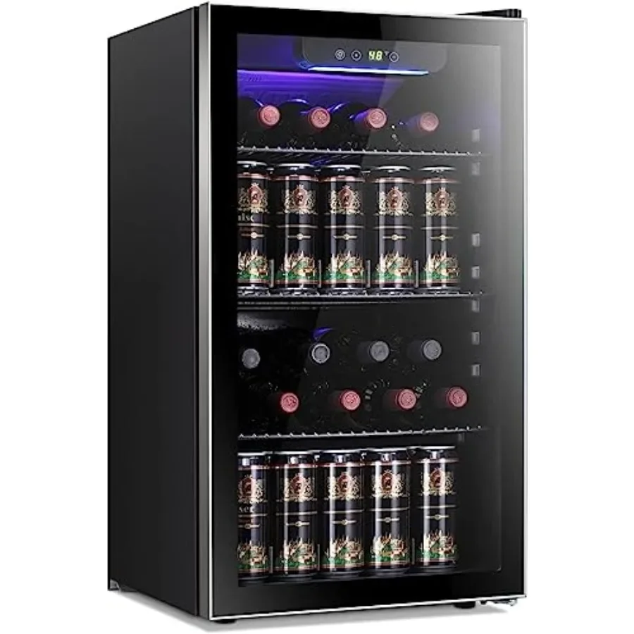 Wine Beer Fridge Cabinet - 26 Flessen 130 Blikjes Wijnkoeler/Kast Drankenkoelkast