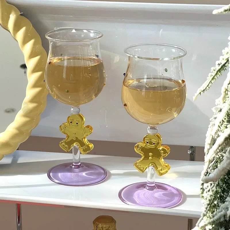 Wine Beer Foot - Kerstsfeerglas met hoge voet, schattige peperkoekman