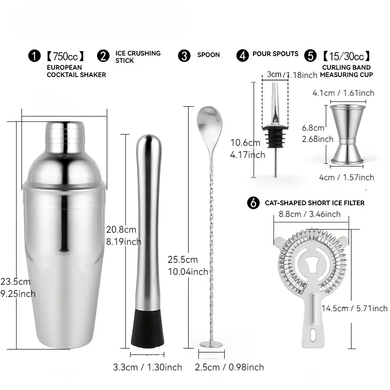 RVS Cocktail Shaker Set met 75 - Muddler Cocktail Bar recensie en prijs